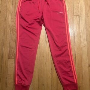 Adidas Pink Joggers with neon pink Stripes